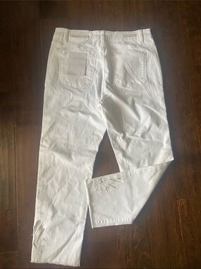 SOFT SURROUNDING Ultimate Denim Jeans Straight Leg Crop Sz 12 Cutwork Embroidery